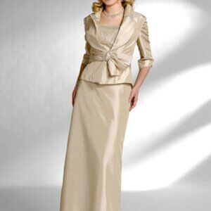 Size 10 NEW Champagne Gold Mother of the Bride/Groom Elegant Formal w/Jacket